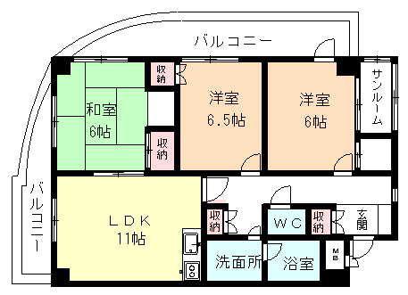 エクシーブ中野(3LDK/2階)の間取り写真