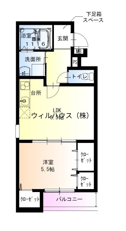 フジパレス高石駅南2番館(1LDK/1階)の間取り写真