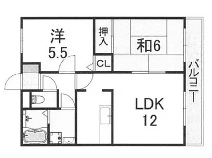 ヒシヤハイツ(2LDK/1階)の間取り写真