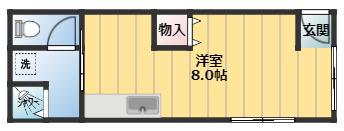 Yコーポ(ワンルーム/2階)の間取り写真