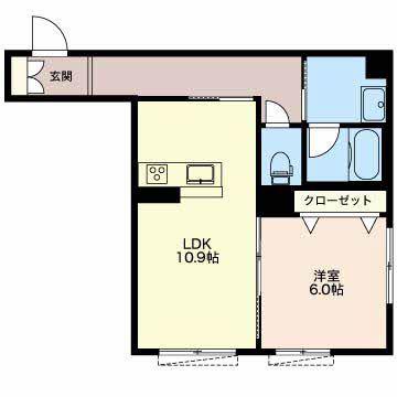 TERASS八田(1LDK/1階)の間取り写真