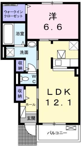 クラール 安宅F(1LDK/1階)の間取り写真
