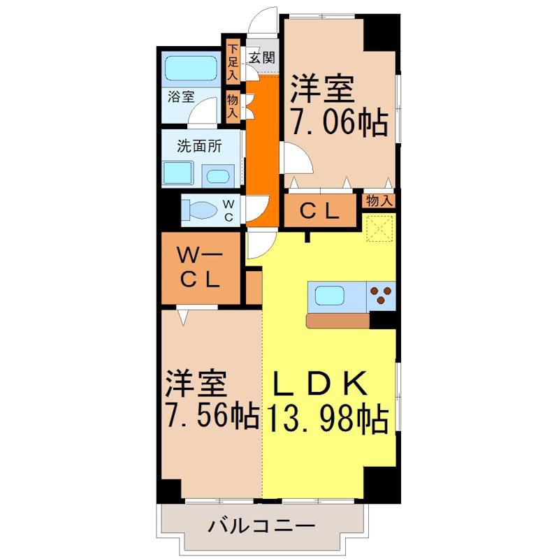 PRIMAVERA(2LDK/5階)の間取り写真