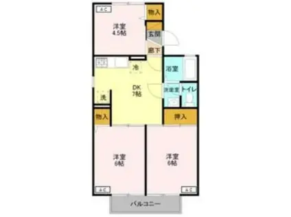 プリムヴェールA(3DK/1階)の間取り写真