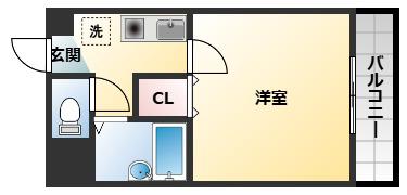 フルブルーム(1K/3階)の間取り写真