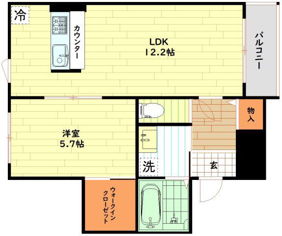 サンティエ福島吉野(1LDK/3階)の間取り写真