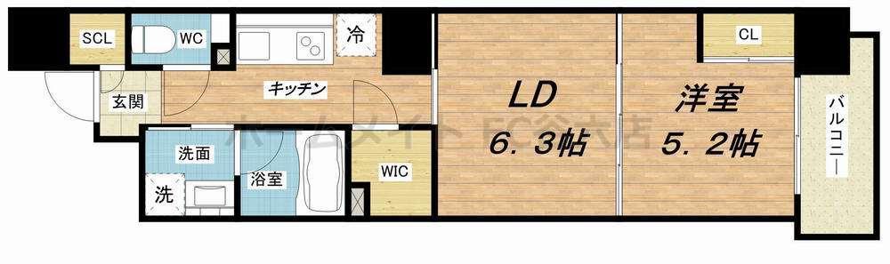ネットフローラ阿波座(1LDK/5階)の間取り写真