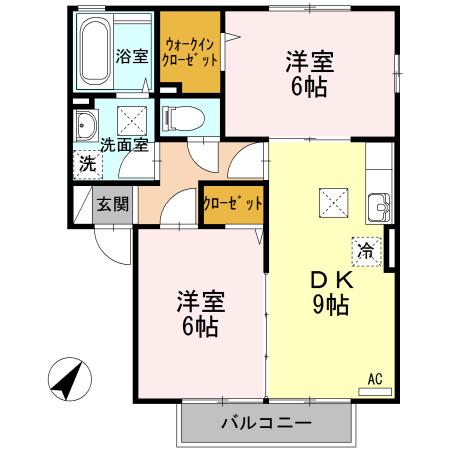 メゾンルージェA(2DK/2階)の間取り写真