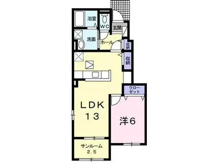 メゾン・ド・ベル I(1LDK/1階)の間取り写真