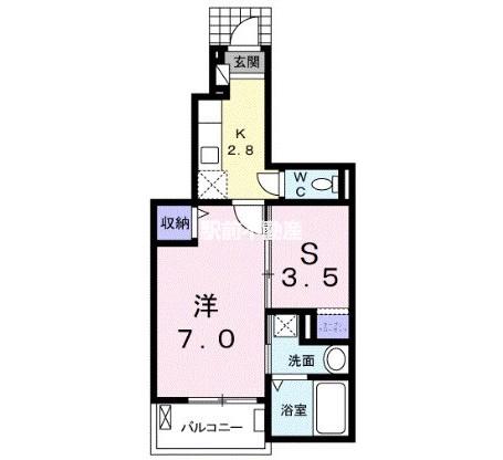 リヴィエール(1SK/1階)の間取り写真