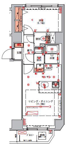 ハーモニーレジデンス錦糸町003(1LDK/8階)の間取り写真