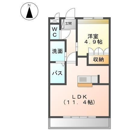 第二かわいちびる(1LDK/1階)の間取り写真
