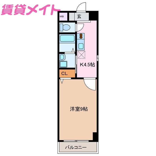 四日市あすなろう鉄道 西日野駅 徒歩14分 3階建 築19年(1DK/2階)の間取り写真