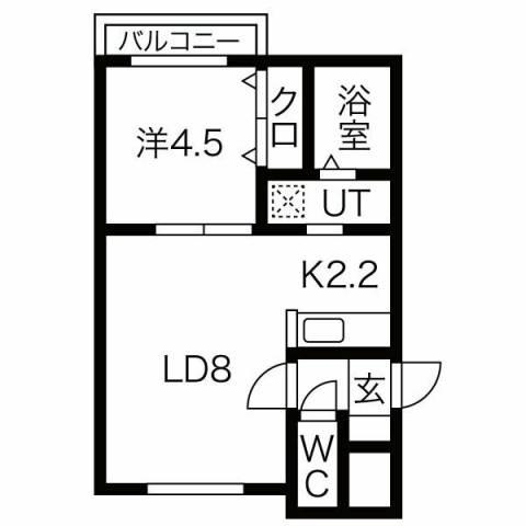 フィオラノセレッソ(1LDK/4階)の間取り写真