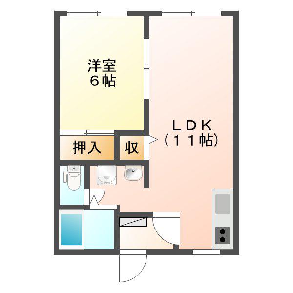 パナハイツテルマーレ(1LDK/2階)の間取り写真