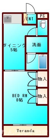 シャルマンハイツ内浜I.II(1DK/4階)の間取り写真