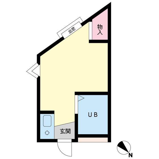 貸アパート 渋谷区本町3丁目(ワンルーム/1階)の間取り写真