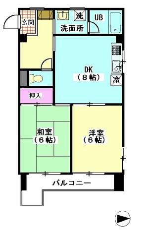 ルパルク萩中(2DK/2階)の間取り写真