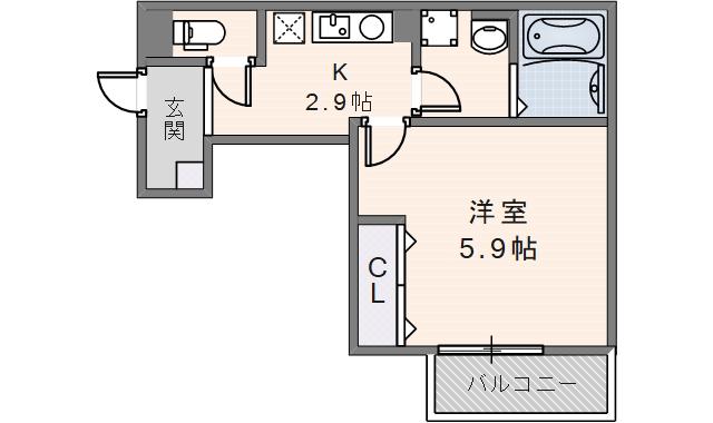 ALEGRIA東花園(1K/1階)の間取り写真
