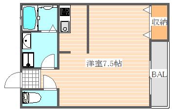 Aレガート東比恵駅前(ワンルーム/1階)の間取り写真