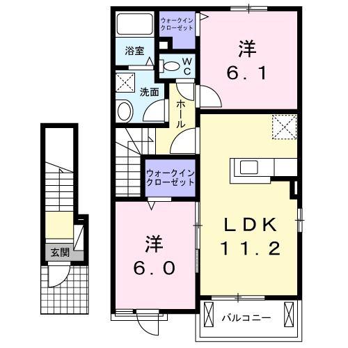 グリーンマーチII(2LDK/2階)の間取り写真