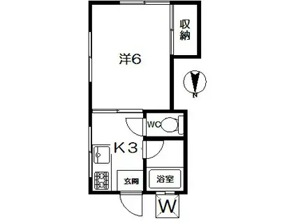 コーポすみれ(1K/2階)の間取り写真