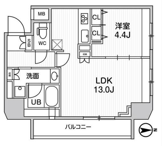 ジェノヴィア浅草橋IIスカイガーデン(1LDK/2階)の間取り写真