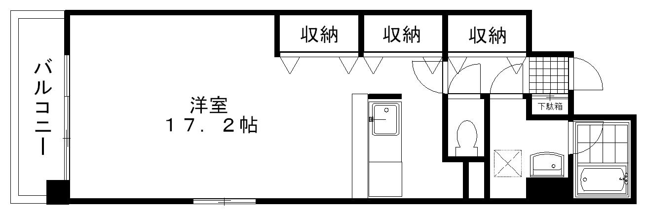 フェリーチェ千里丘(1K/2階)の間取り写真