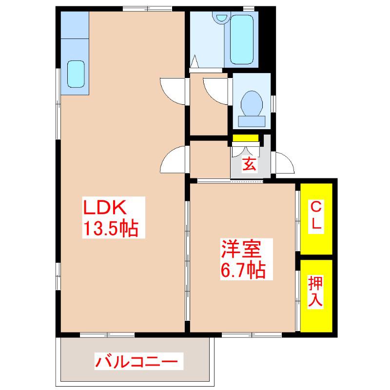 フレグランス七枝 (1LDK/2階)の間取り写真