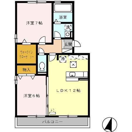 エトワールS(2LDK/3階)の間取り写真