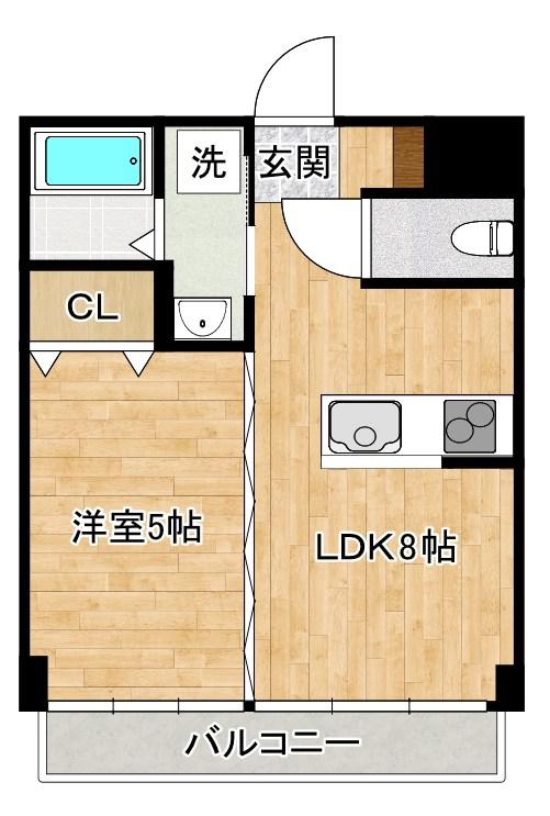 三萩野ビル(1LDK/4階)の間取り写真