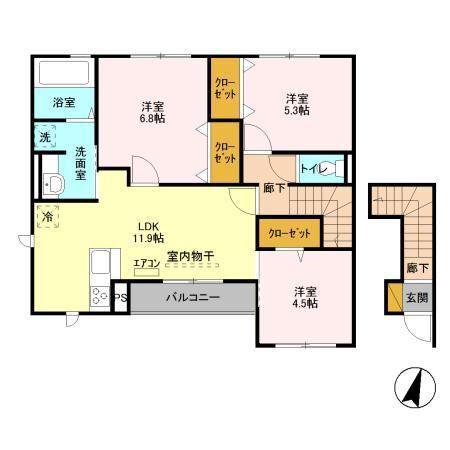 なんてんの郷II(3LDK/1階)の間取り写真