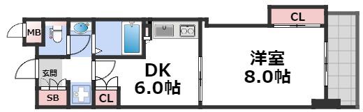 コンソラーレ日本橋(1DK/5階)の間取り写真
