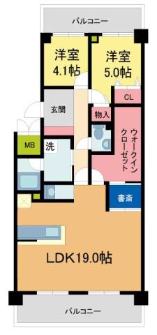 ステイツ苦楽園ガーデンヒルズ(2SLDK/5階)の間取り写真