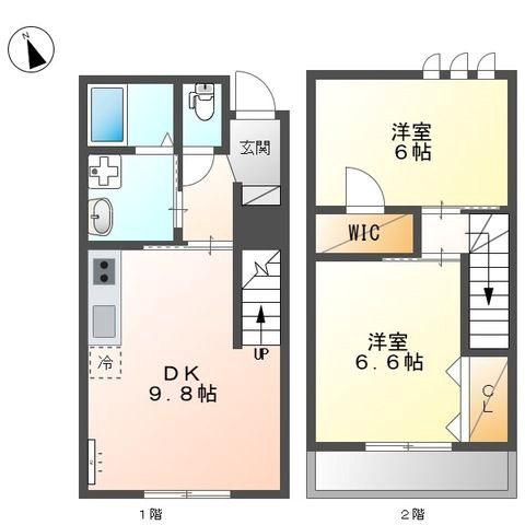 ヘリクリサム(2DK/1階)の間取り写真