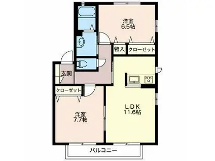 MAST TOWN町村B(2LDK/2階)の間取り写真