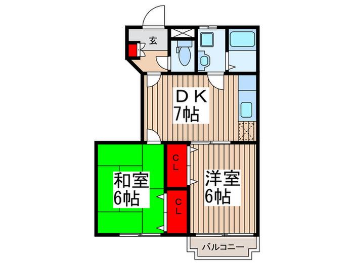 メゾンプラティーク(2DK/1階)の間取り写真