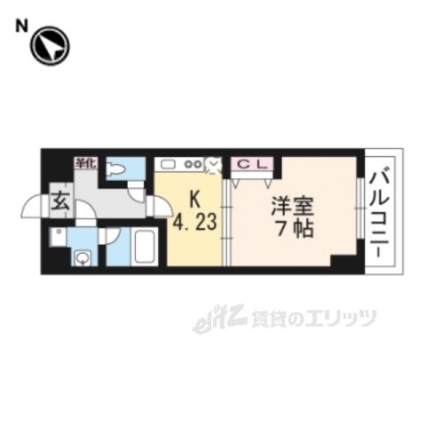 エンゼルプラザイースト2(1DK/3階)の間取り写真