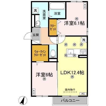 TORISIAサクセス(2LDK/2階)の間取り写真