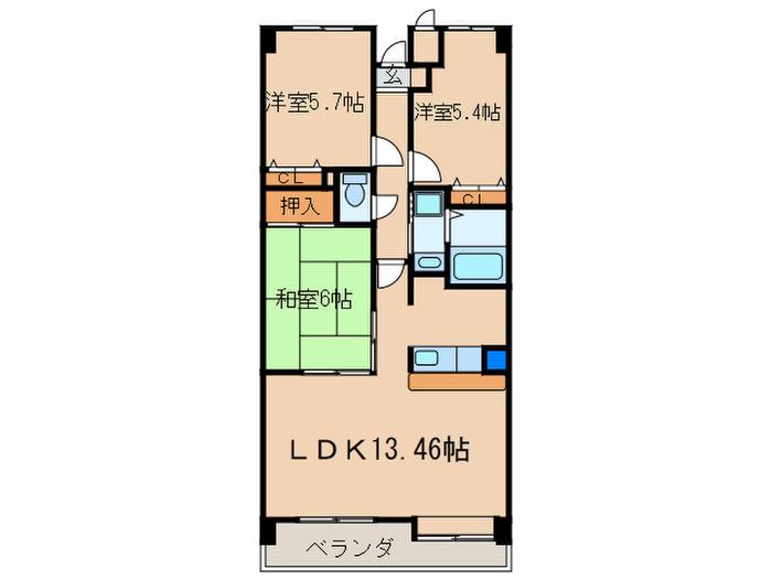 グランKS(3LDK/6階)の間取り写真