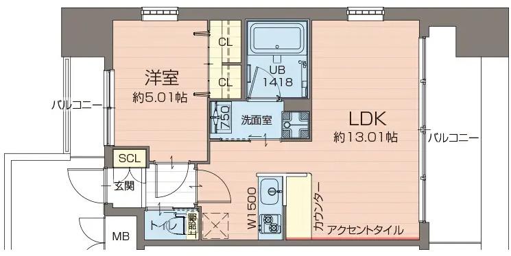 プレジオ難波EURO(1LDK/3階)の間取り写真