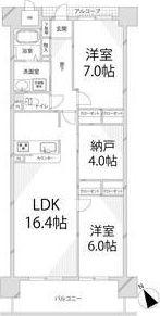 キャッスルコート東雲(2SLDK/6階)の間取り写真