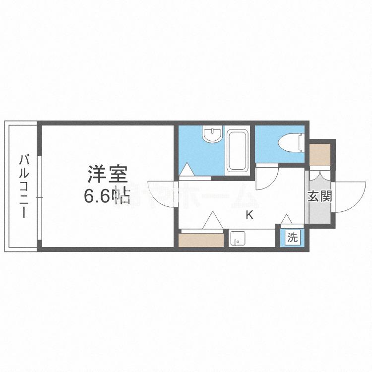 エスティライフ難波西(1K/6階)の間取り写真