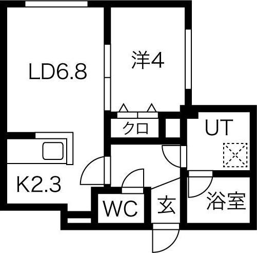 CHAMBRE宮の沢(1LDK/2階)の間取り写真