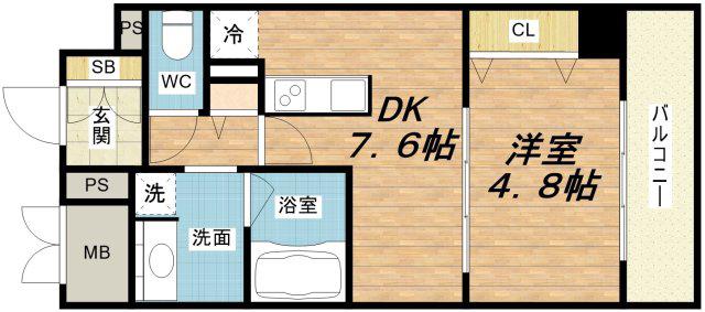 フォルテ福島(1DK/3階)の間取り写真