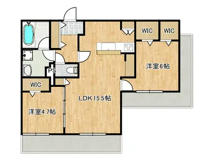 市ノ坪ヘーベルメゾン(2LDK/2階)の間取り写真