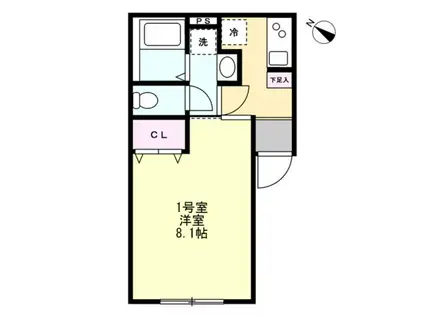 ベイルーム小田急相模原II(1K/1階)の間取り写真