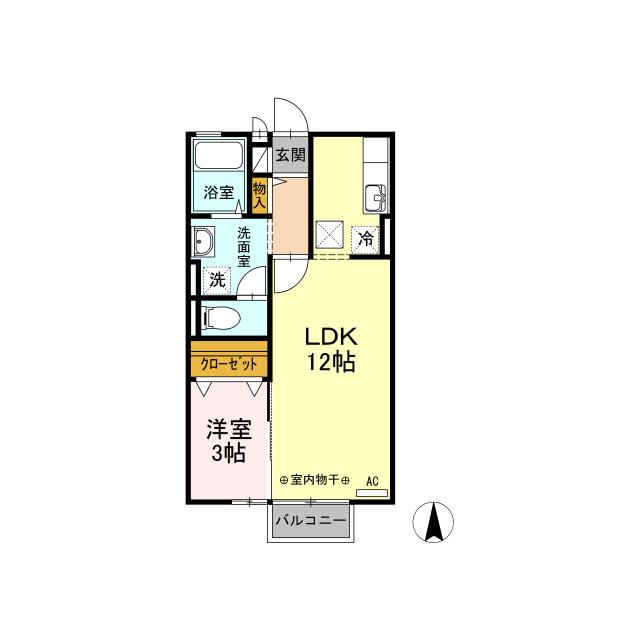 D-ROOM メゾンピアチェーレ(1LDK/1階)の間取り写真