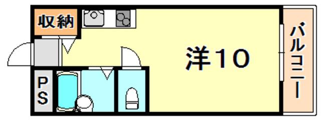 ユーハイツ(ワンルーム/2階)の間取り写真