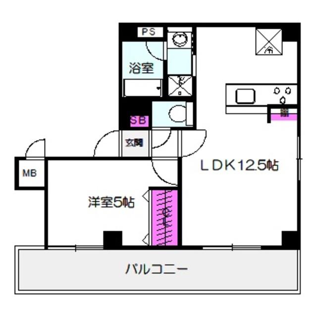 ゼクス鴫野東(1LDK/8階)の間取り写真
